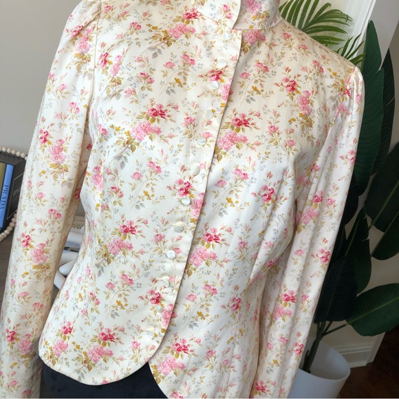 RALPH LAUREN Blue Label FLORAL-PRINT 100% COTTON Blazer Jacket 12 - Picture 3 of 8